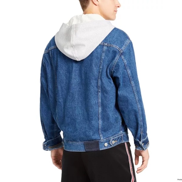 Armani Exchange Men's Denim Jacket with Removable Gray Fleece Hood Size M - Picture 2 of 10